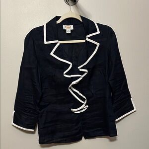 Talbots Navy Linen Blouse